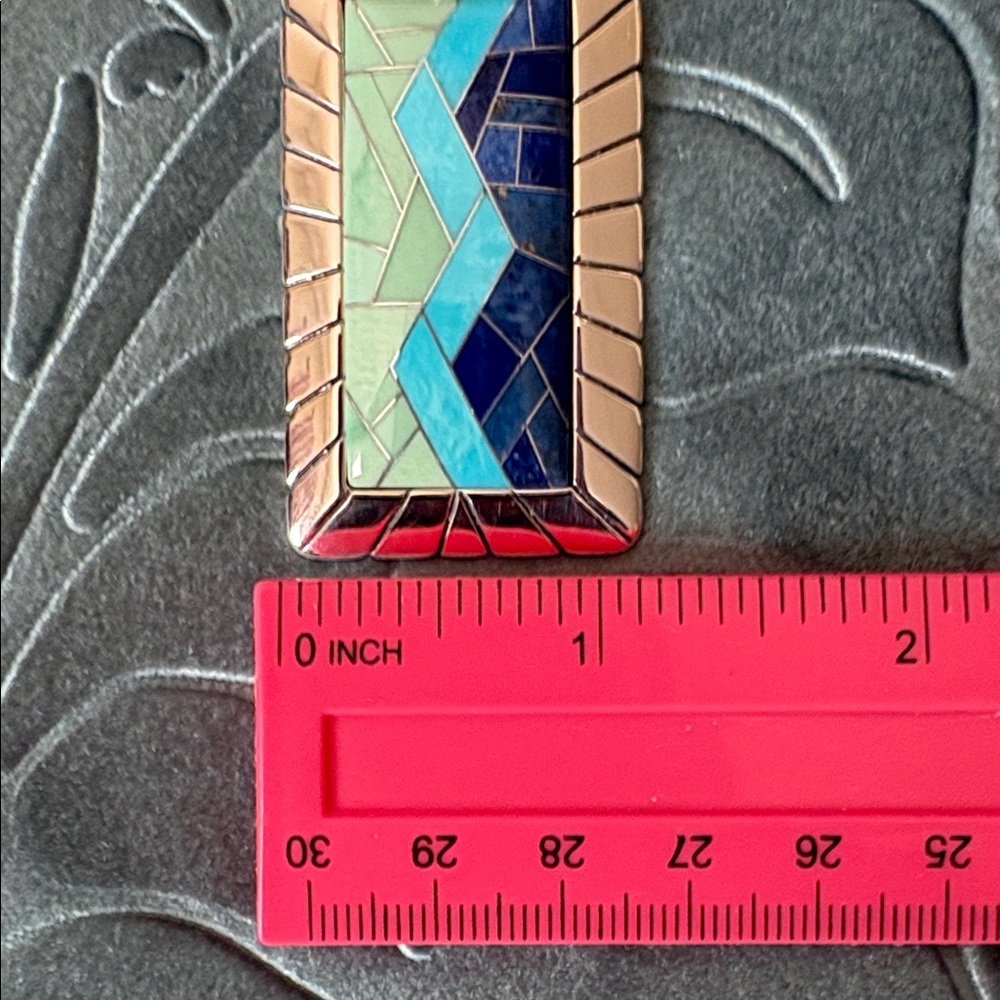 NWOT Carolyn Pollack of Sincerely Southwest-Silver/Turquoise/BlueLapis Pendant - Picture 4 of 13